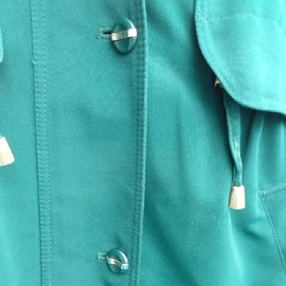 Womans 10P Fleet Street Forest Green Hooded Pea Coat with Adjustable Waist - Picture 3 of 5